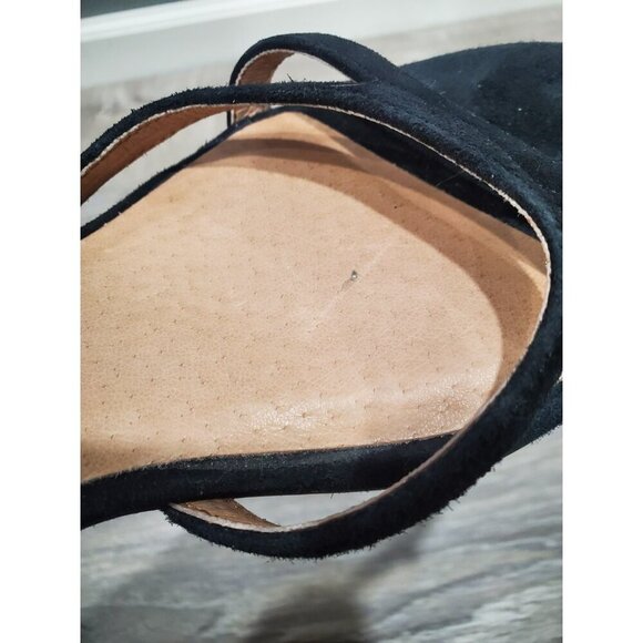 J. Jill Lyla Suede Open Toe Shoe Sz 8 Ankle Strap Block Heel Classic Black - Picture 9 of 10